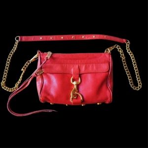 REBECCA MINKOFF Mini MAC Crossbody Clutch Red/Gold